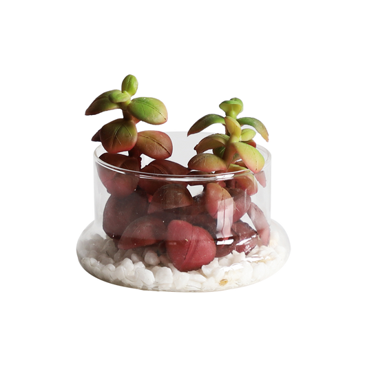 KA818A14-Artificial succulents in art pot-9x9x8cm