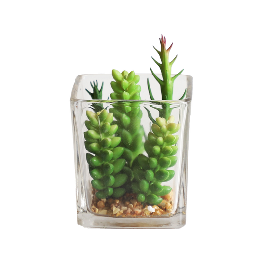 KA818A15-Artificial succulents in art pot-7x7x8cm