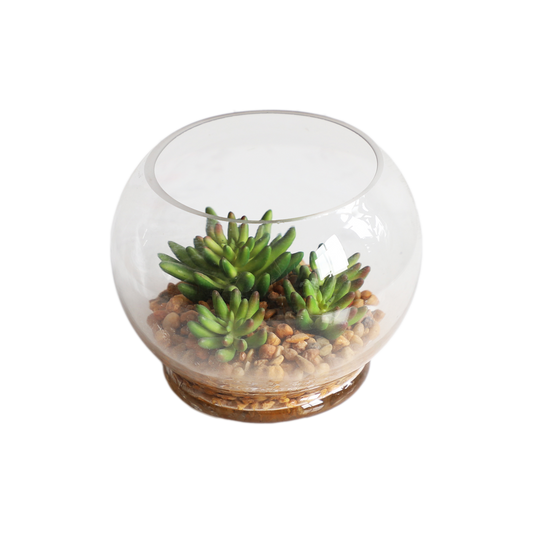 KA818A2-Artificial succulents in art pot-15x15x12.5cm