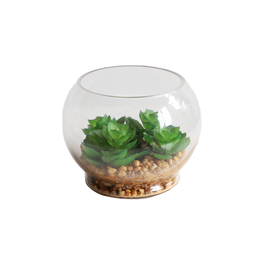 KA818A3-Artificial succulents in art pot-15x15x12.5cm