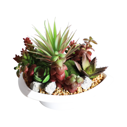 KA818A31-Artificial succulents in art pot-20x20x17cm
