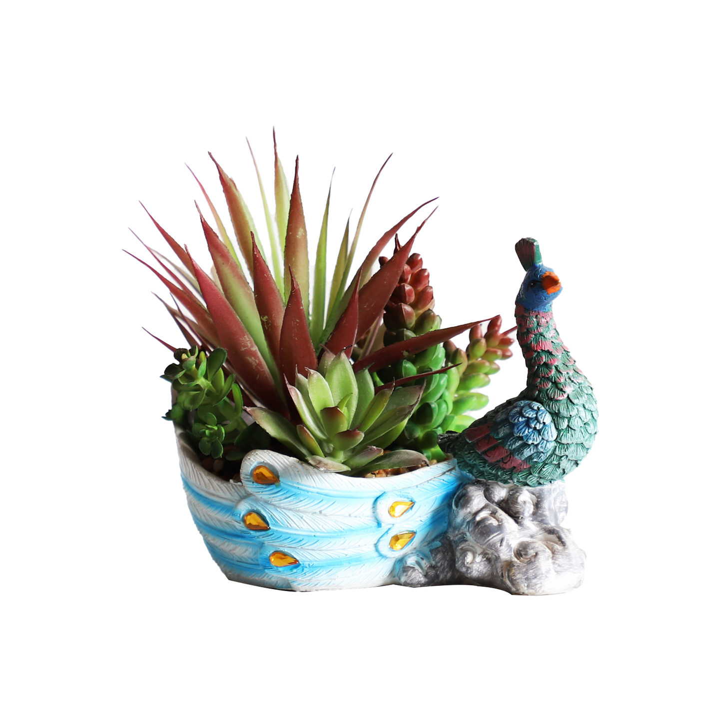 KA818A33-Artificial succulents in art pot-16x10x13cm