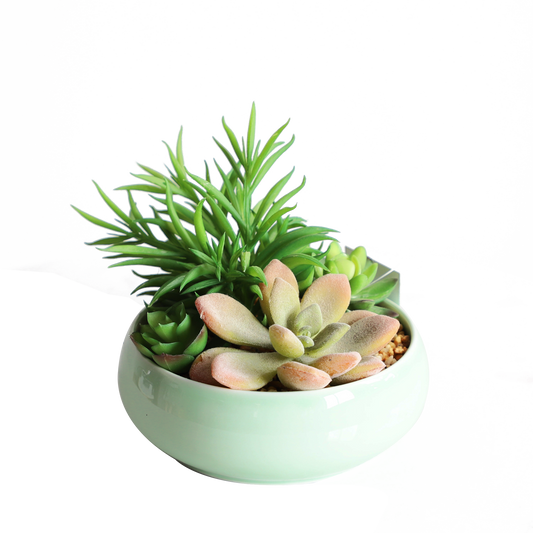 KA818A35-Artificial succulents in art pot-16x16x17cm
