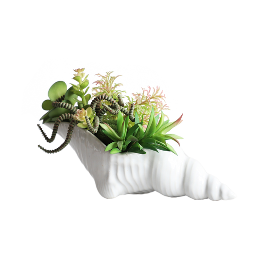 KA818A37-Artificial succulents in art pot-24x9x13cm