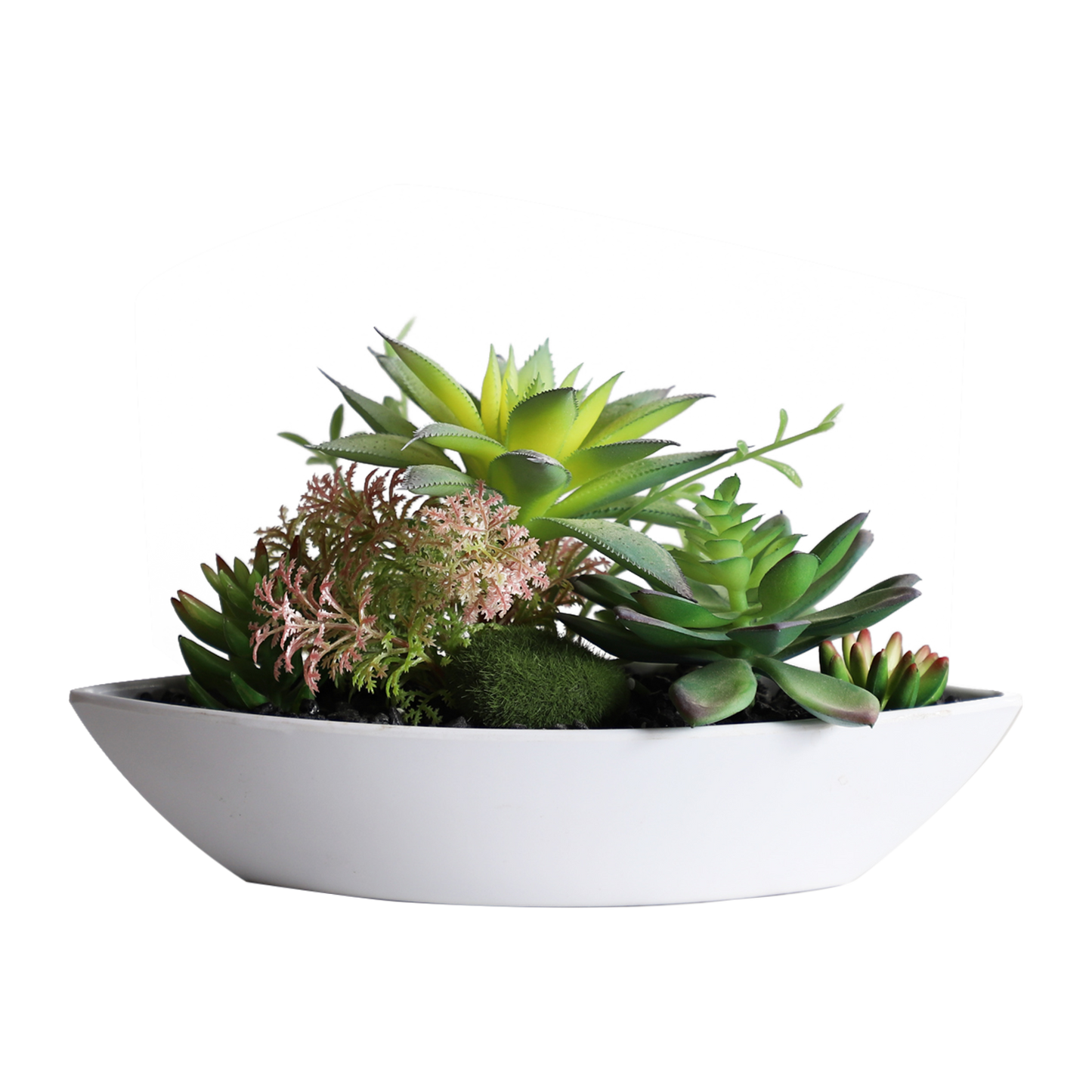 KA818A46-Artificial succulents in art pot-26x14x14cm