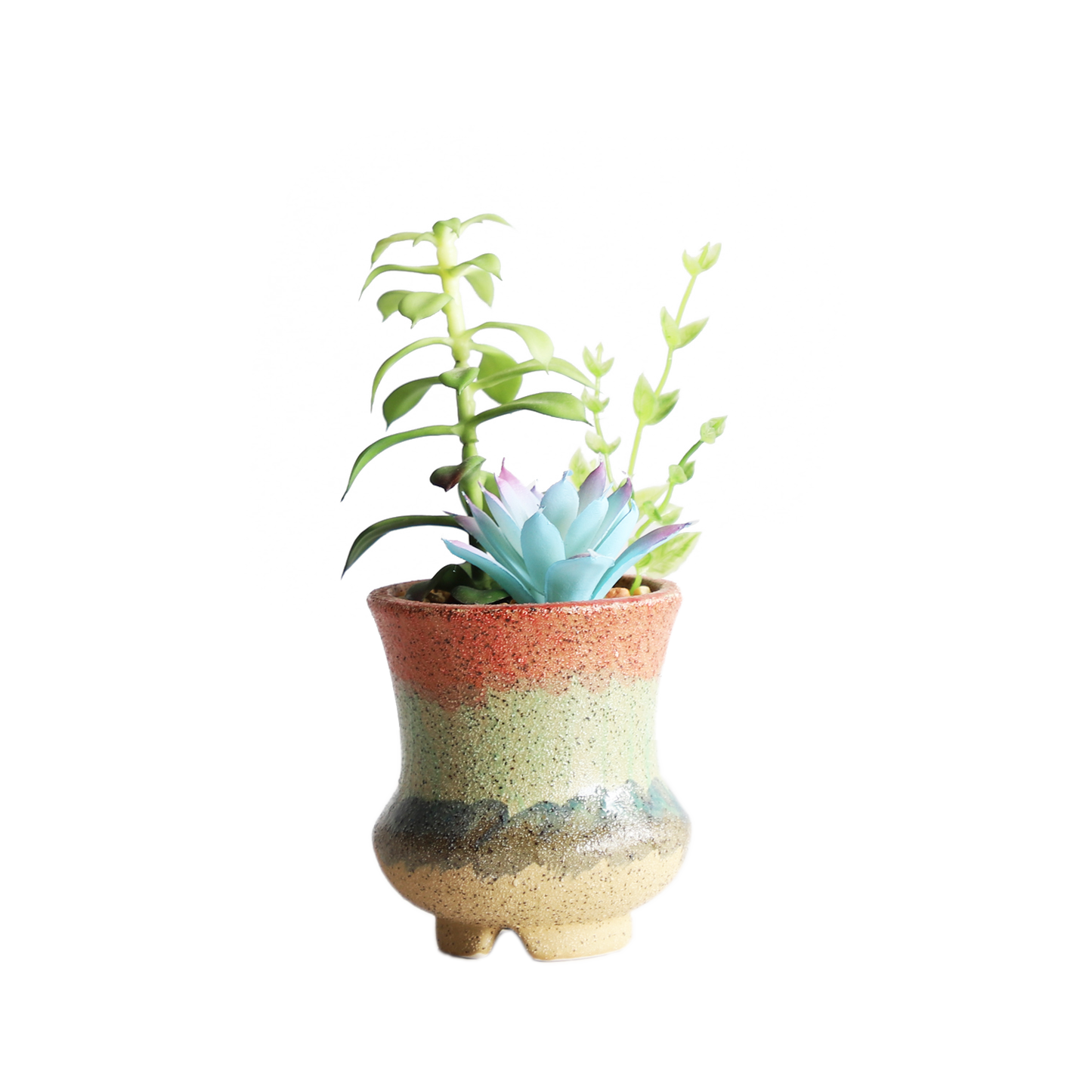 KA818A55-Artificial succulents in art pot-9x9x19cm