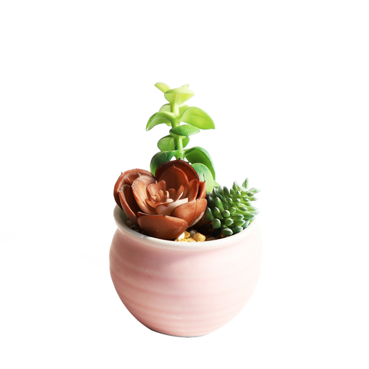 KA818A58-Artificial succulents in art pot-7x7x12cm