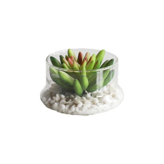 KA818A6-Artificial succulents in art pot-9x9x6cm