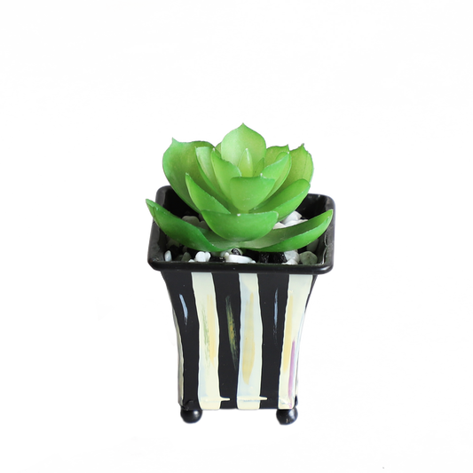 KA818A65-Artificial succulents in art pot-6x6x9cm