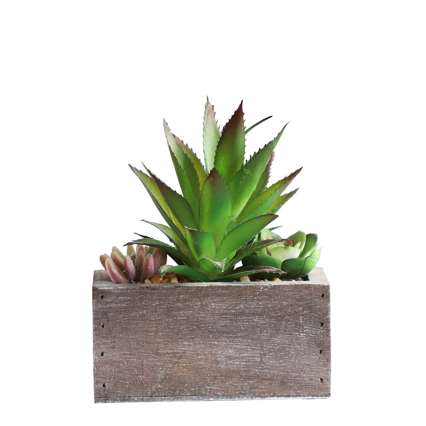 KA818A73-Artificial succulents in art pot-13x6.5x15cm
