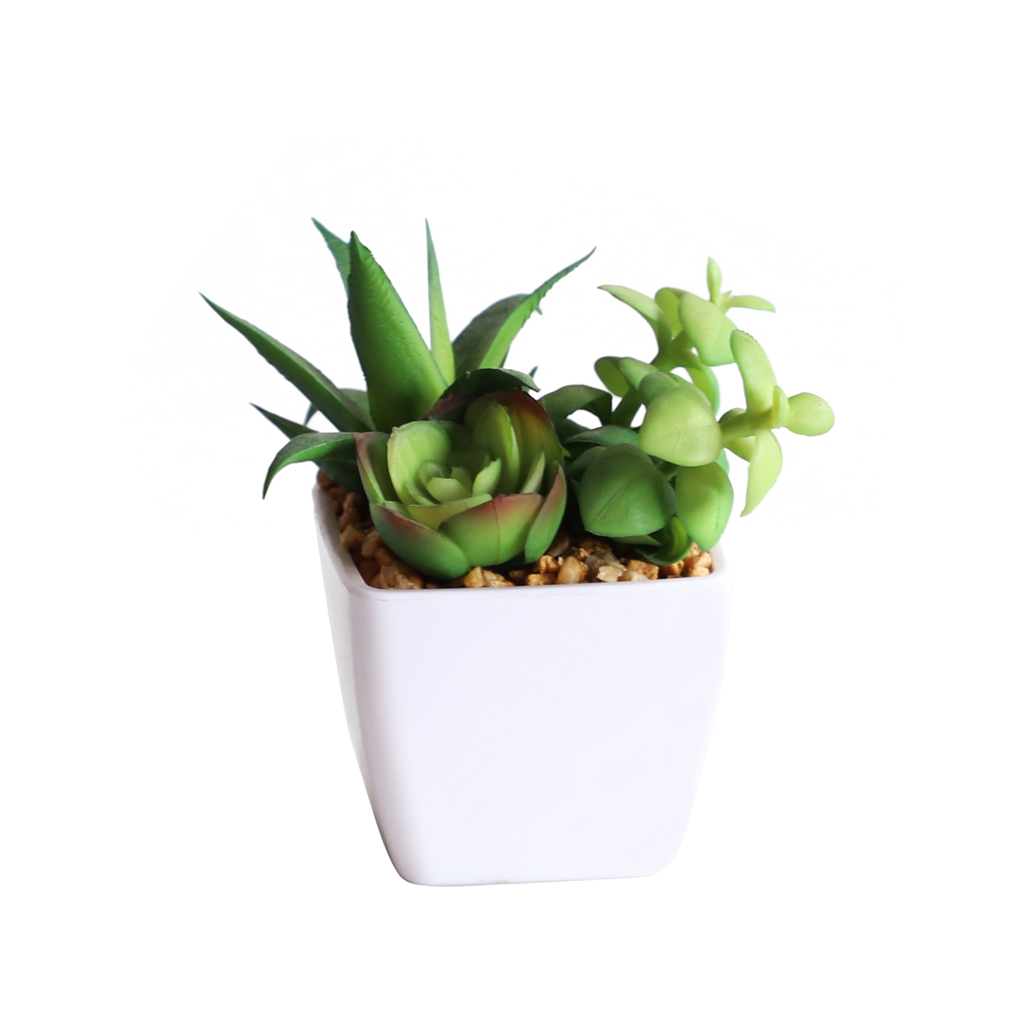 KA818A76-Artificial succulents in art pot-7x7x11cm