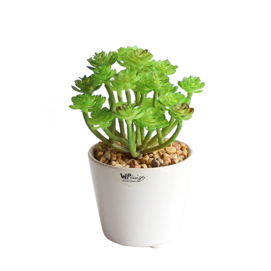 KA818A78-Artificial succulents in art pot-7x7x13cm