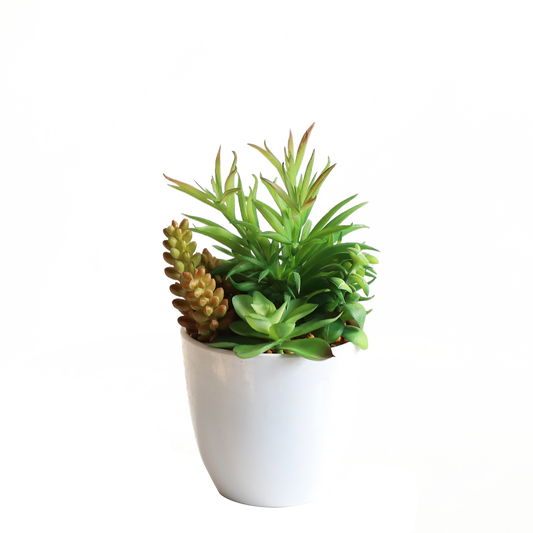 KA818A83-Artificial succulents in art pot-9x9x19cm