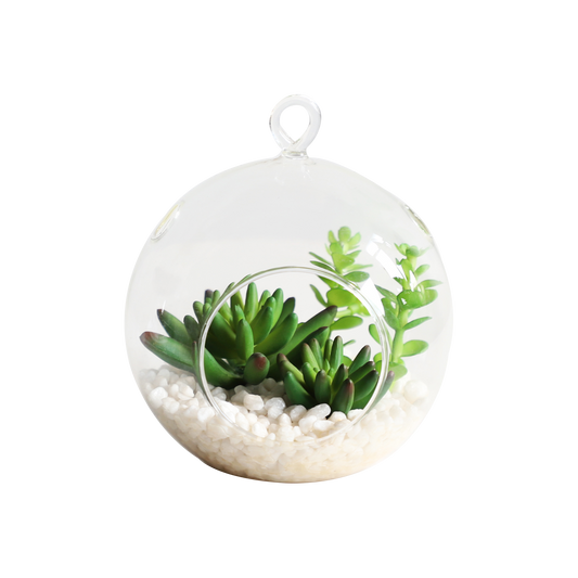 KA818A9-Artificial succulents in art pot-13x13x13cm