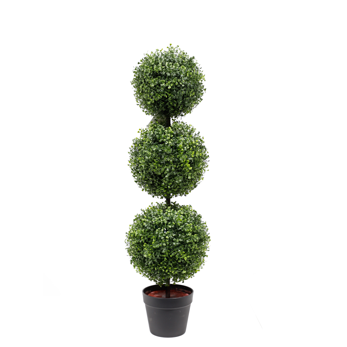 KM5292-Triple ball boxwood topiary in plastic pot-H96cm